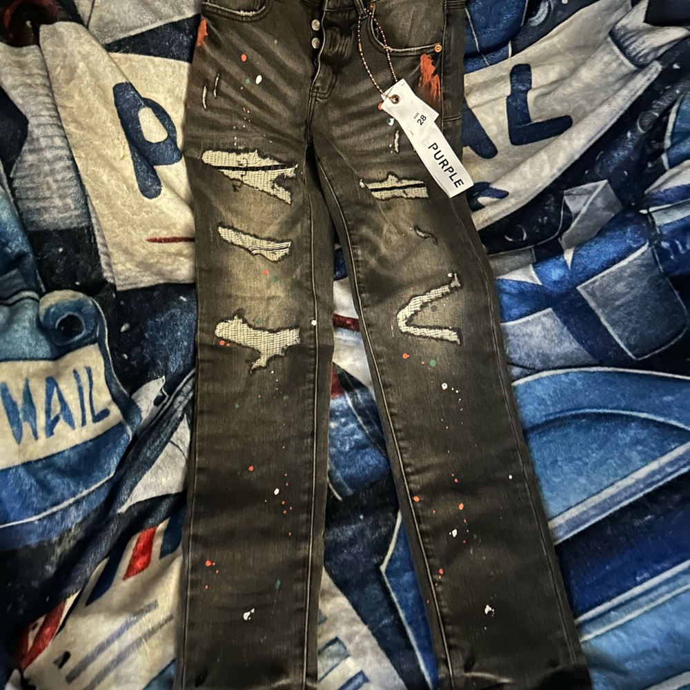 Slim Black Jeans with Distressed Finish